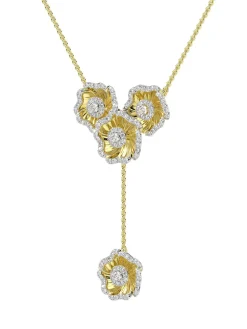 Halo Flower Rose Gold Y Necklace