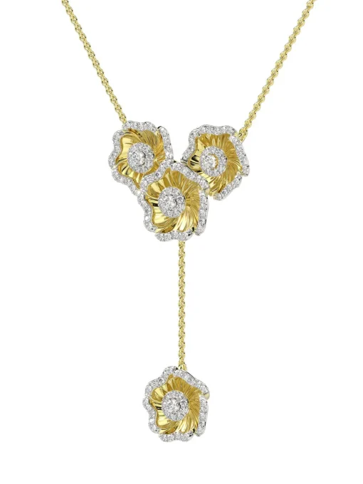 Halo Flower Rose Gold Y Necklace