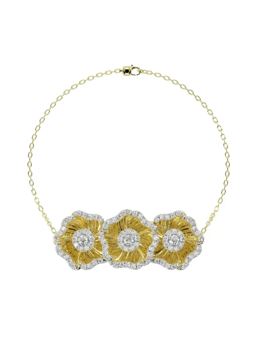 Halo Flower Yellow Gold Bracelet