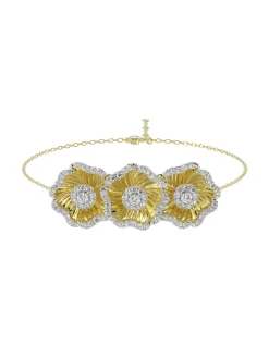 Halo Flower Yellow Gold Bracelet