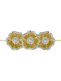 Halo Flower Yellow Gold Bracelet