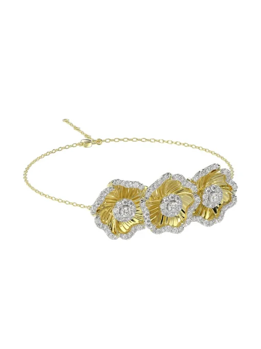 Halo Flower Yellow Gold Bracelet