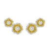 Halo Flower Yellow Gold Earrings