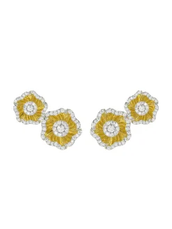 Halo Flower Yellow Gold Earrings