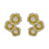 Halo Flower Yellow Gold Earrings