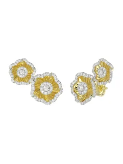 Halo Flower Yellow Gold Earrings