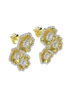 Halo Flower Yellow Gold Earrings