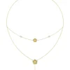 Halo Flower Yellow Gold Necklace