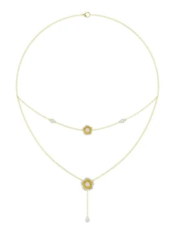 Halo Flower Yellow Gold Necklace