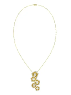 Halo Flower Yellow Gold Necklace