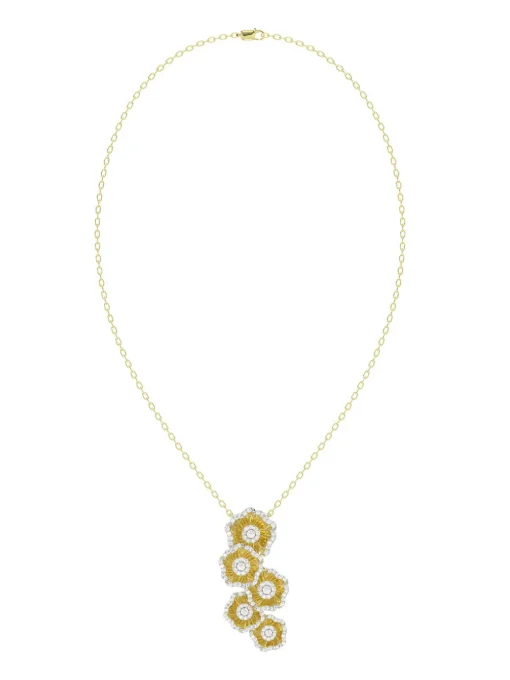 Halo Flower Yellow Gold Necklace