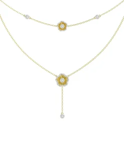 Halo Flower Yellow Gold Necklace