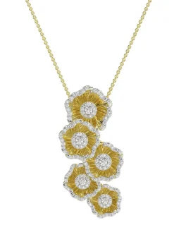Halo Flower Yellow Gold Necklace
