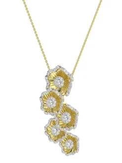 Halo Flower Yellow Gold Necklace