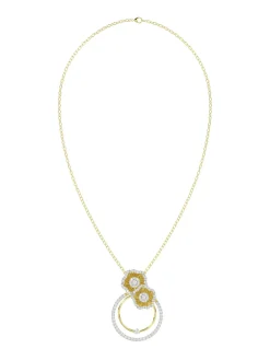 Halo Flower Yellow Gold Pendant Necklace