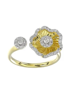 Halo Flower Yellow Gold Ring