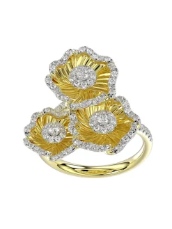 Halo Flower Yellow Gold Ring