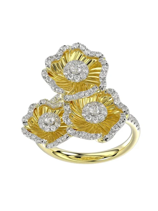 Halo Flower Yellow Gold Ring