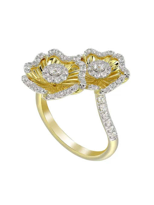 Halo Flower Yellow Gold Ring