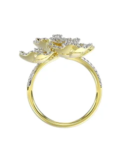 Halo Flower Yellow Gold Ring