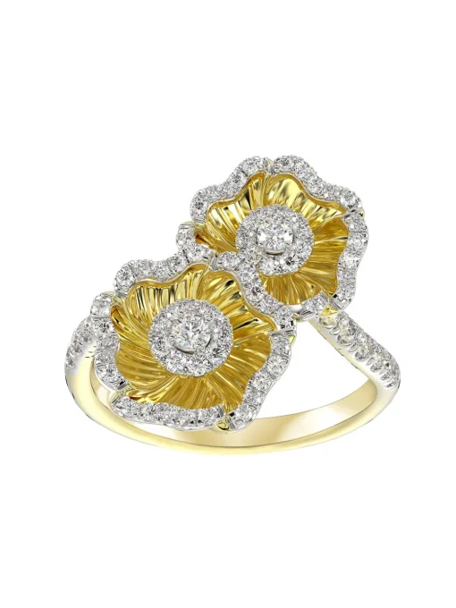 Halo Flower Yellow Gold Ring