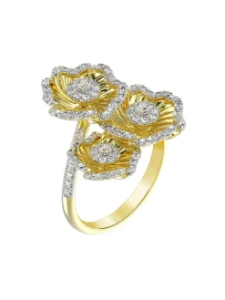 Halo Flower Yellow Gold Ring