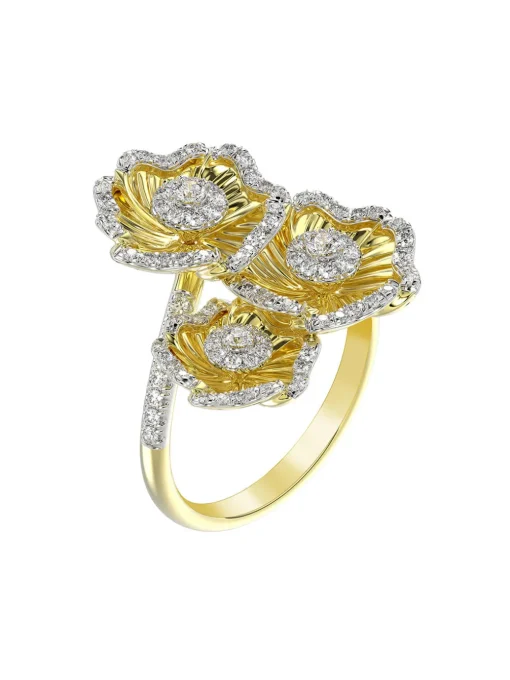 Halo Flower Yellow Gold Ring