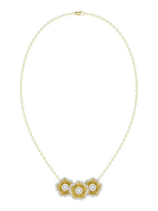 Halo Flower Yellow Pendant Necklace