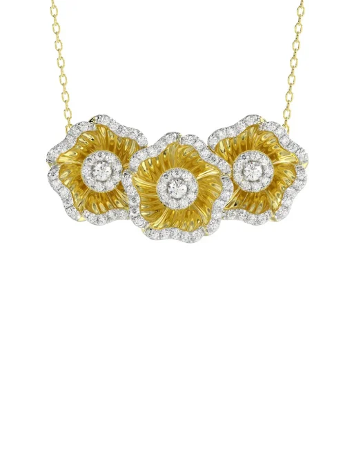 Halo Flower Yellow Pendant Necklace