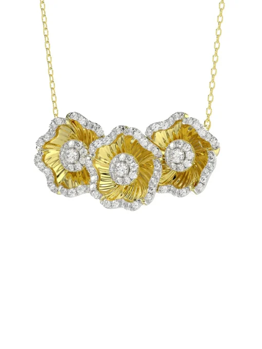 Halo Flower Yellow Pendant Necklace