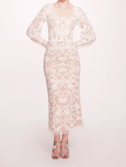 Long Sleeve Corded Midi Dress