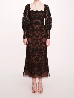 Long Sleeve Corded Midi Dress