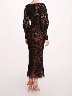 Long Sleeve Corded Midi Dress