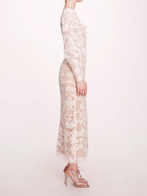 Long Sleeve Corded Midi Dress