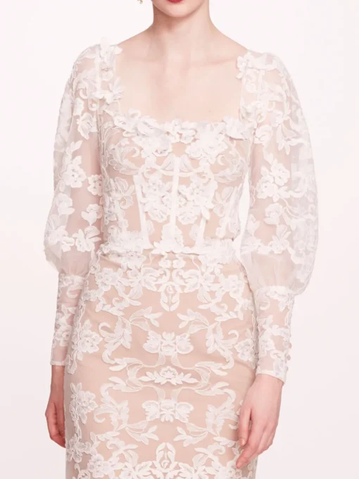 Long Sleeve Corded Midi Dress