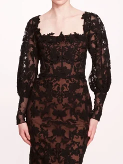 Long Sleeve Corded Midi Dress