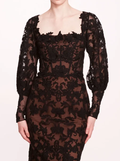 Long Sleeve Corded Midi Dress