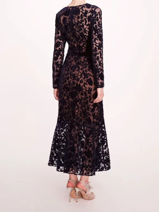 Long Sleeve Velvet Midi Dress