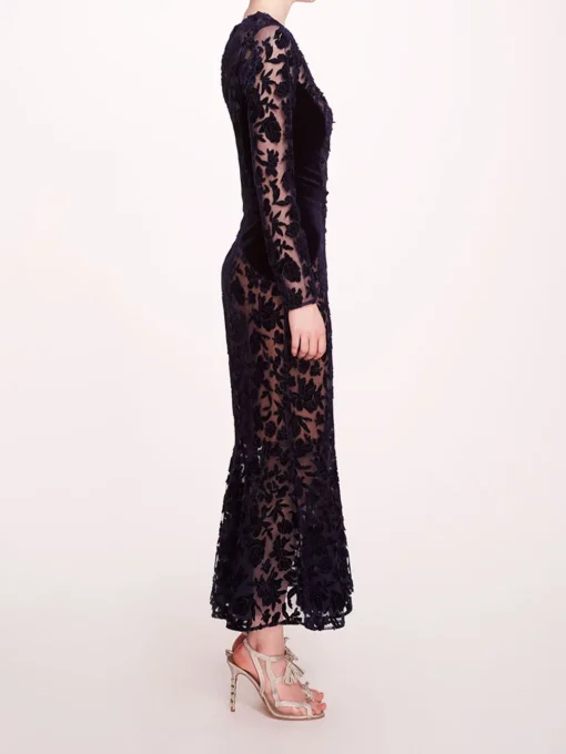Long Sleeve Velvet Midi Dress