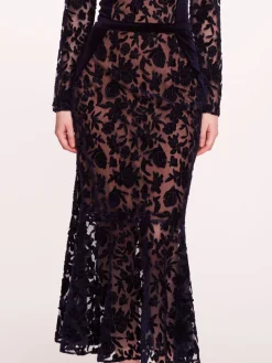 Long Sleeve Velvet Midi Dress
