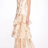 One Shoulder Asymmetrical Tiered Gown