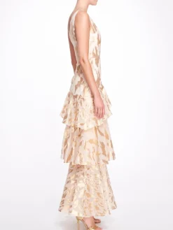 One Shoulder Asymmetrical Tiered Gown