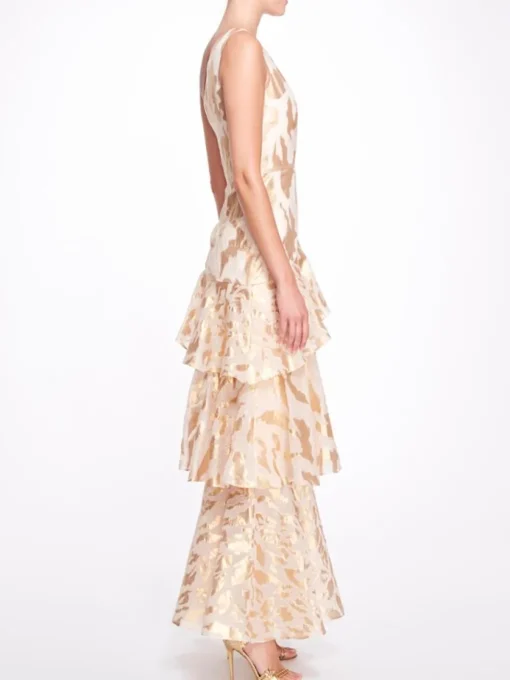 One Shoulder Asymmetrical Tiered Gown