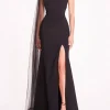 One Shoulder Cape Gown