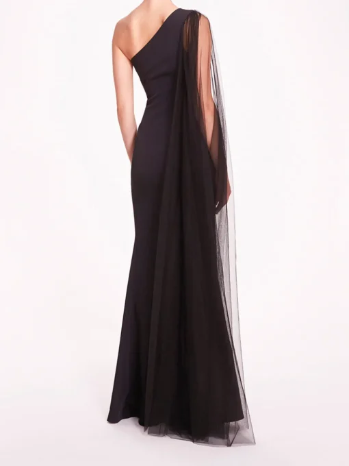One Shoulder Cape Gown