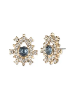 Poised Denim Button Earring