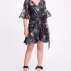 Printed Floral Fil Coupe Wrap Dress