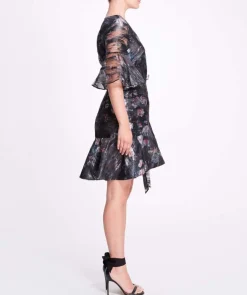 Printed Floral Fil Coupe Wrap Dress