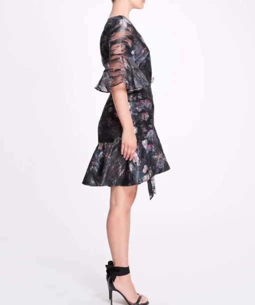 Printed Floral Fil Coupe Wrap Dress