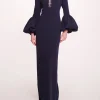 Puffed Sleeve Column Gown